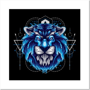 lion head artwork Posters and Art